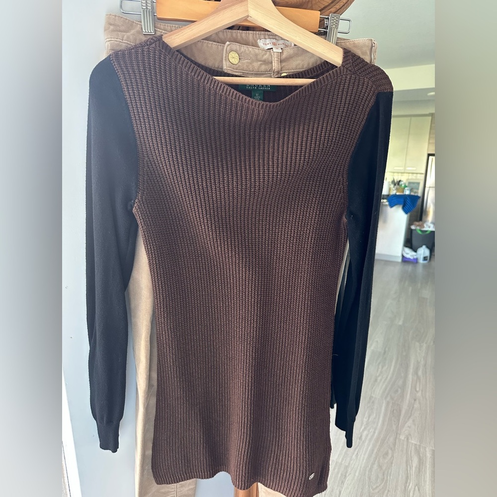 Ralph Lauren briwn with black sleeves